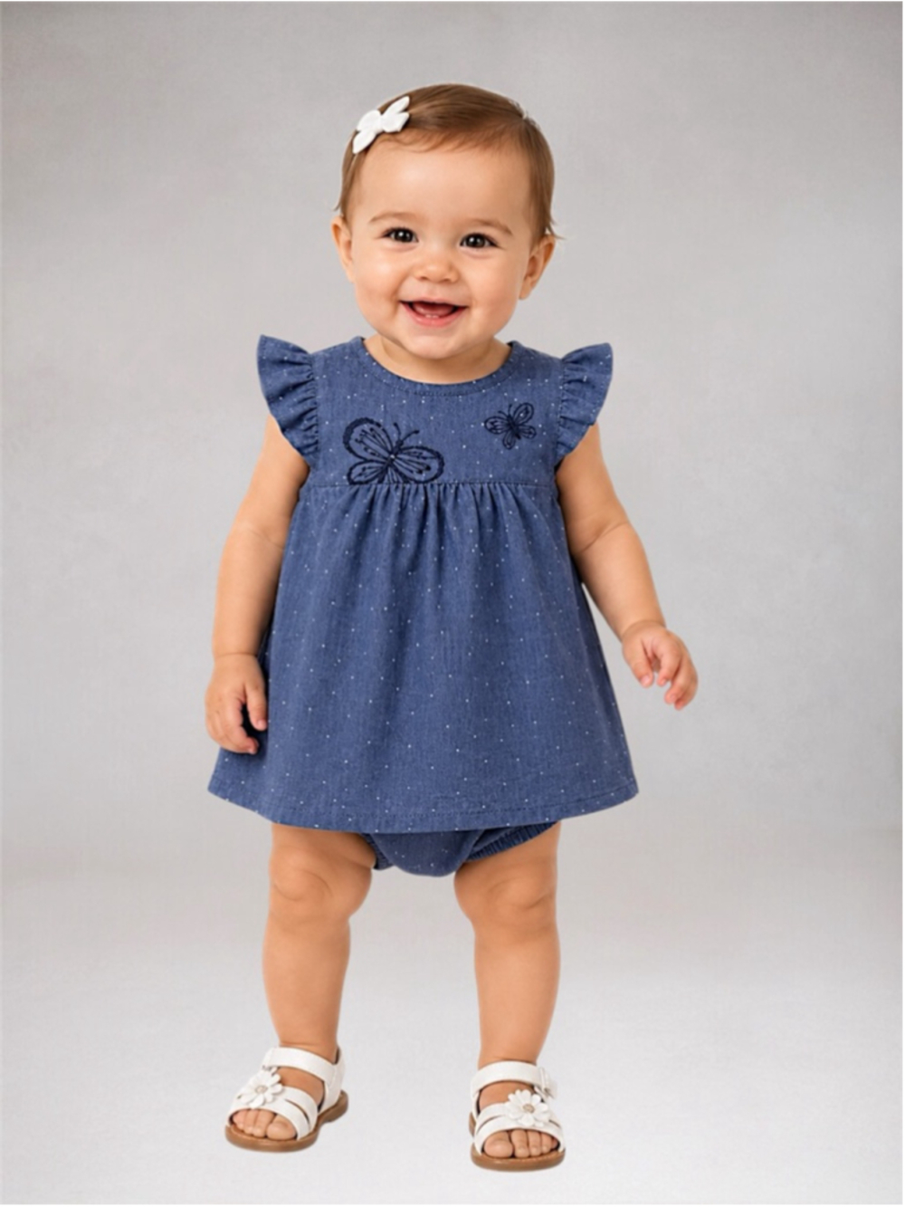 Just One You by Carter’s Baby Girl Butterfly Chambray Polka Dot Dress Set